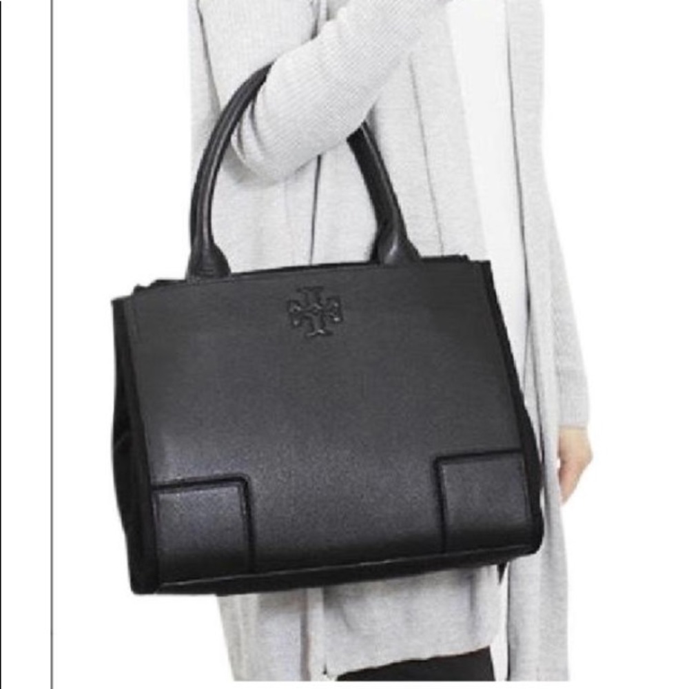 Tory Burch ELLA Leather/Canvas tote, Navy color - Picture 7 of 8